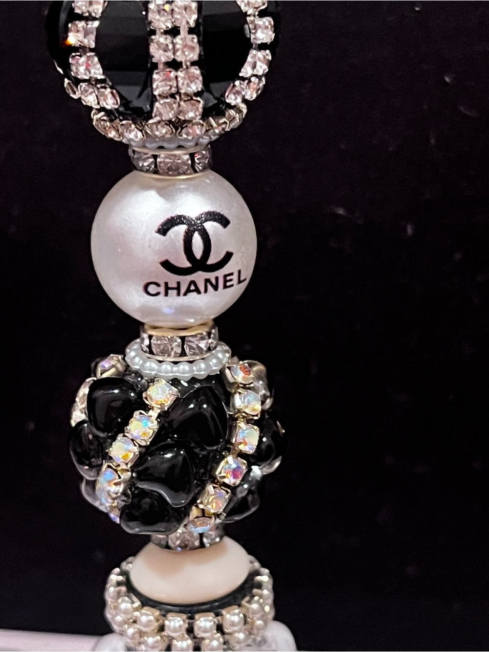 Hand crafted Designer Inspired silver and black bow decor fancy beaded pen - Picture 8 of 14